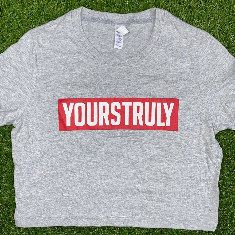 Bella Yours Truly Phora crop top S heather gray #0564
